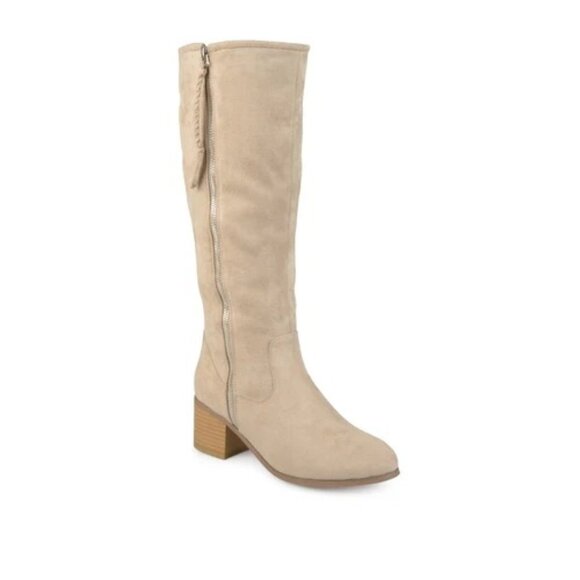Life Stride Women's Sanora Wide Calf Stacked Heel Riding Boots Stone Size 9M - Picture 1 of 10